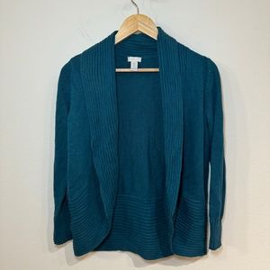Chico's Cardigan Sweater Women's Size 0 (SM) Teal Blue Open Front Cozy